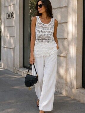 Women’s White Crochet Tank  / L